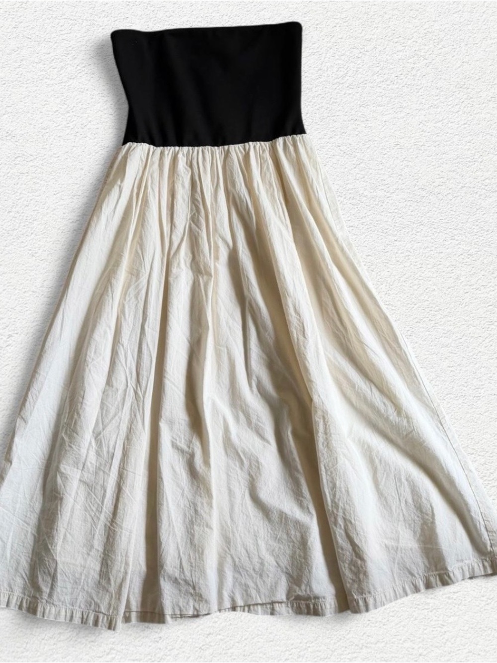Strapless Black & Cream Maxi Dress